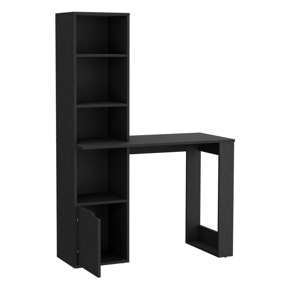 39" Black Wood L Shape H-Shape Computer Desk