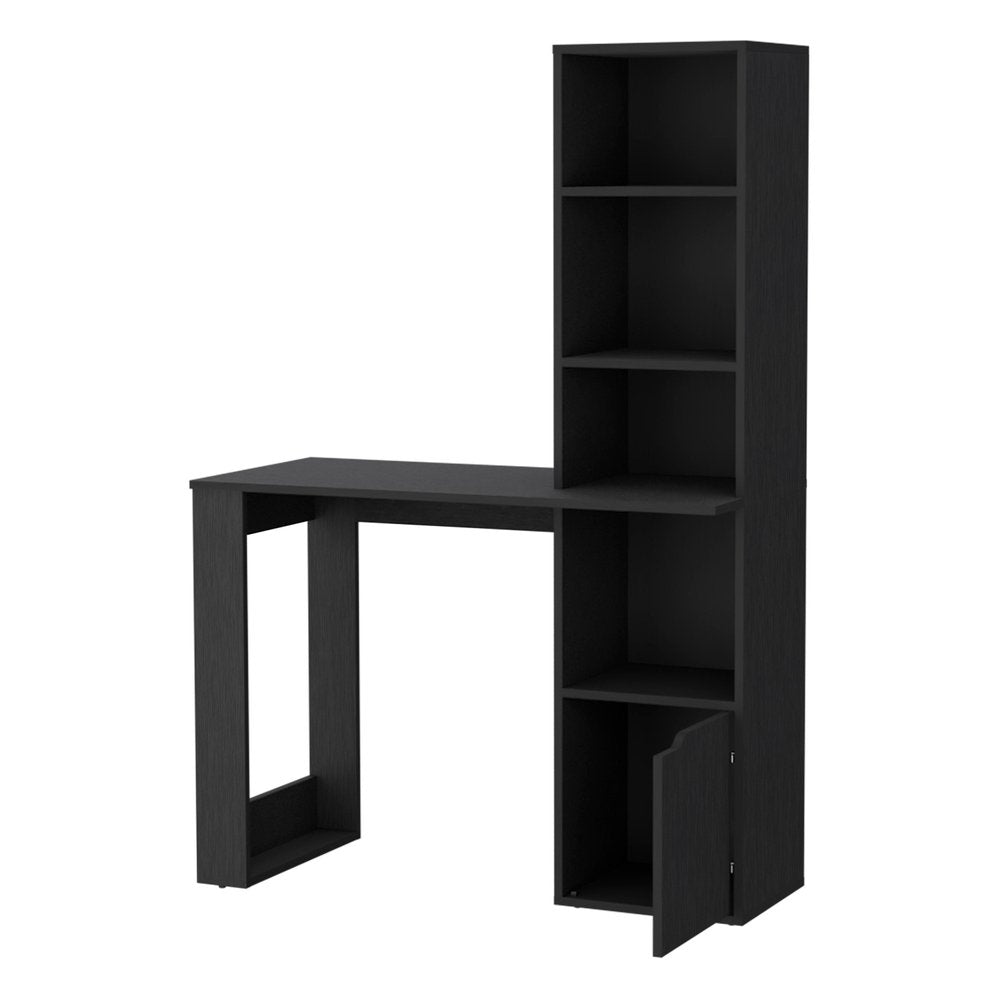 39" Black Wood L Shape H-Shape Computer Desk
