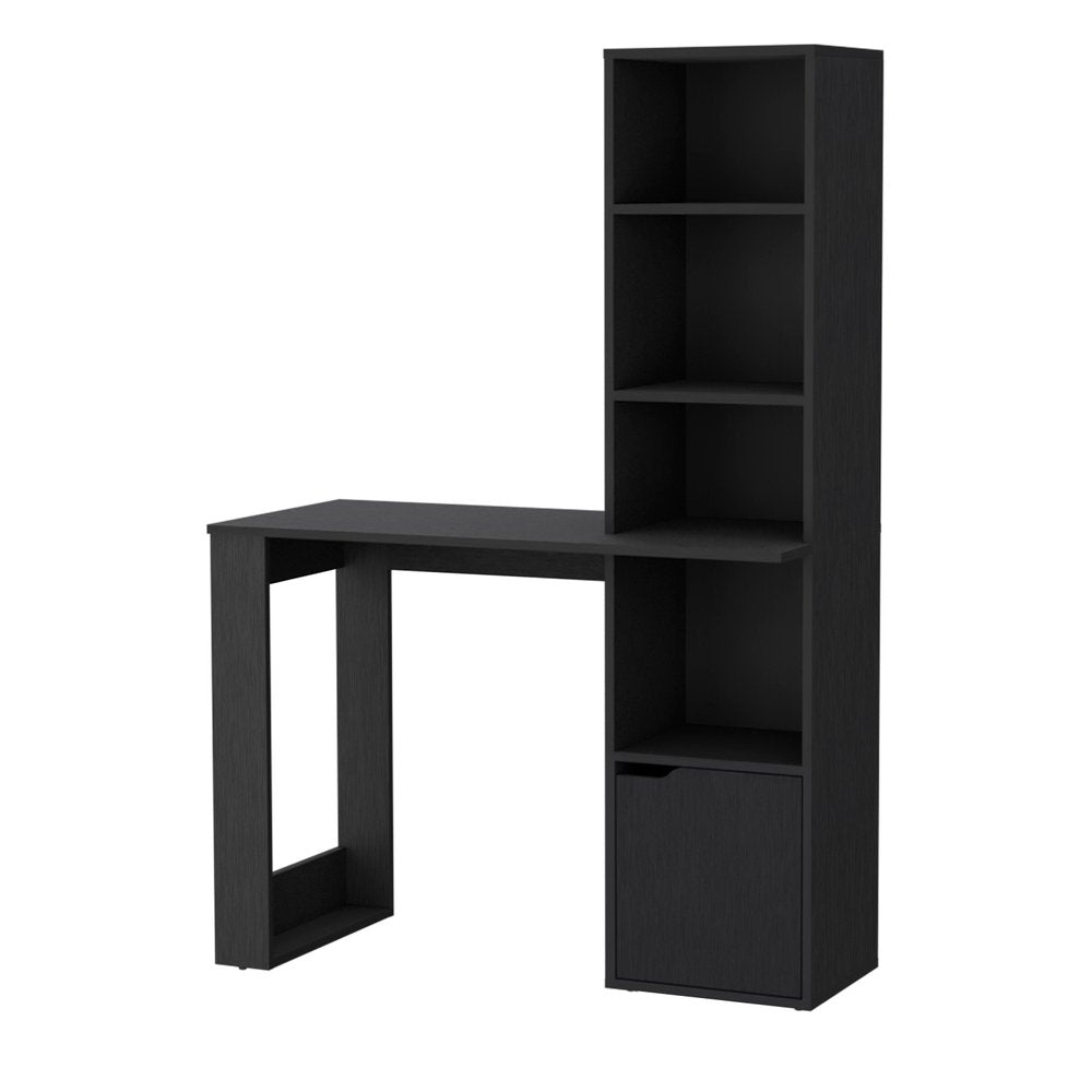 39" Black Wood L Shape H-Shape Computer Desk