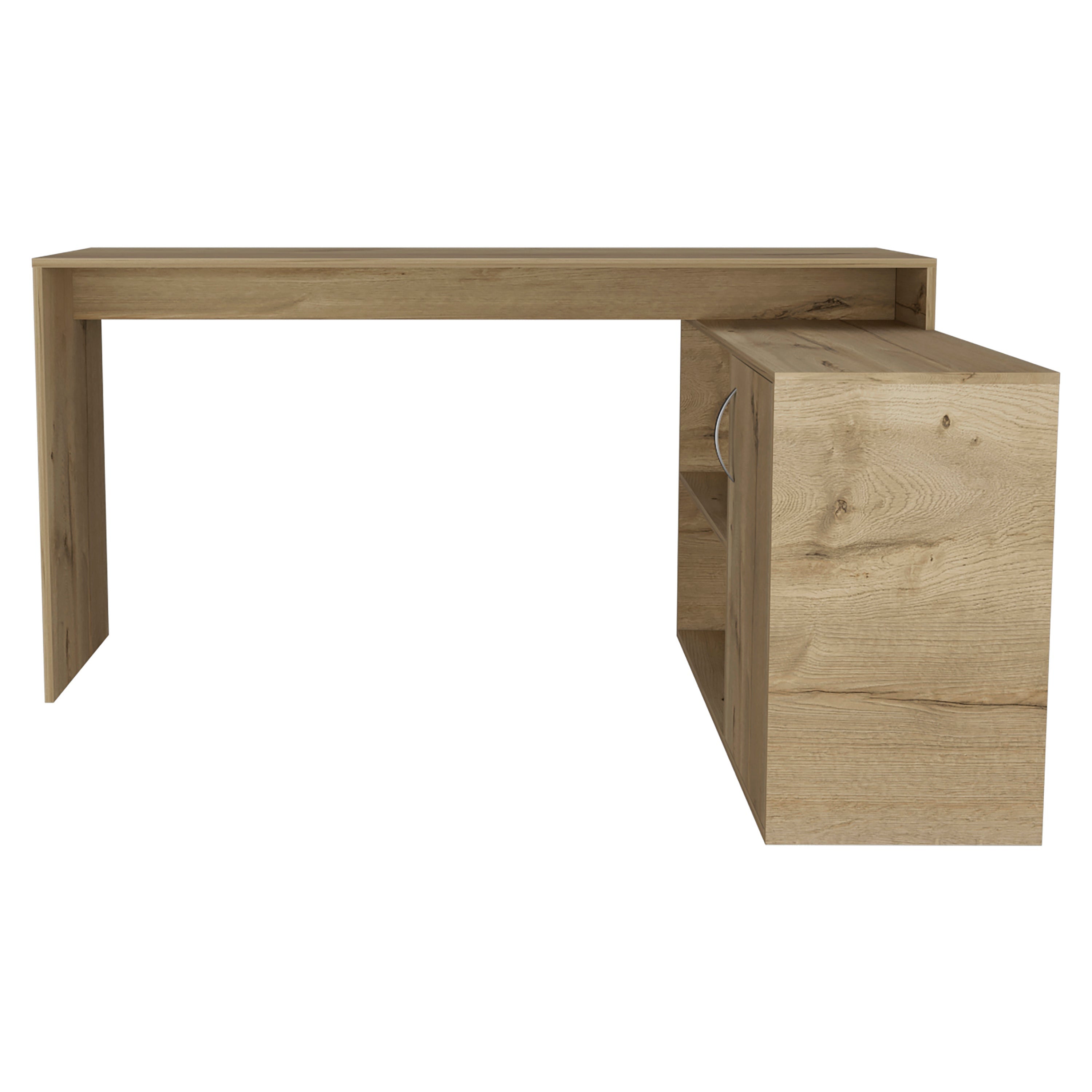 60" Oak Wood L Shape Computer Desk