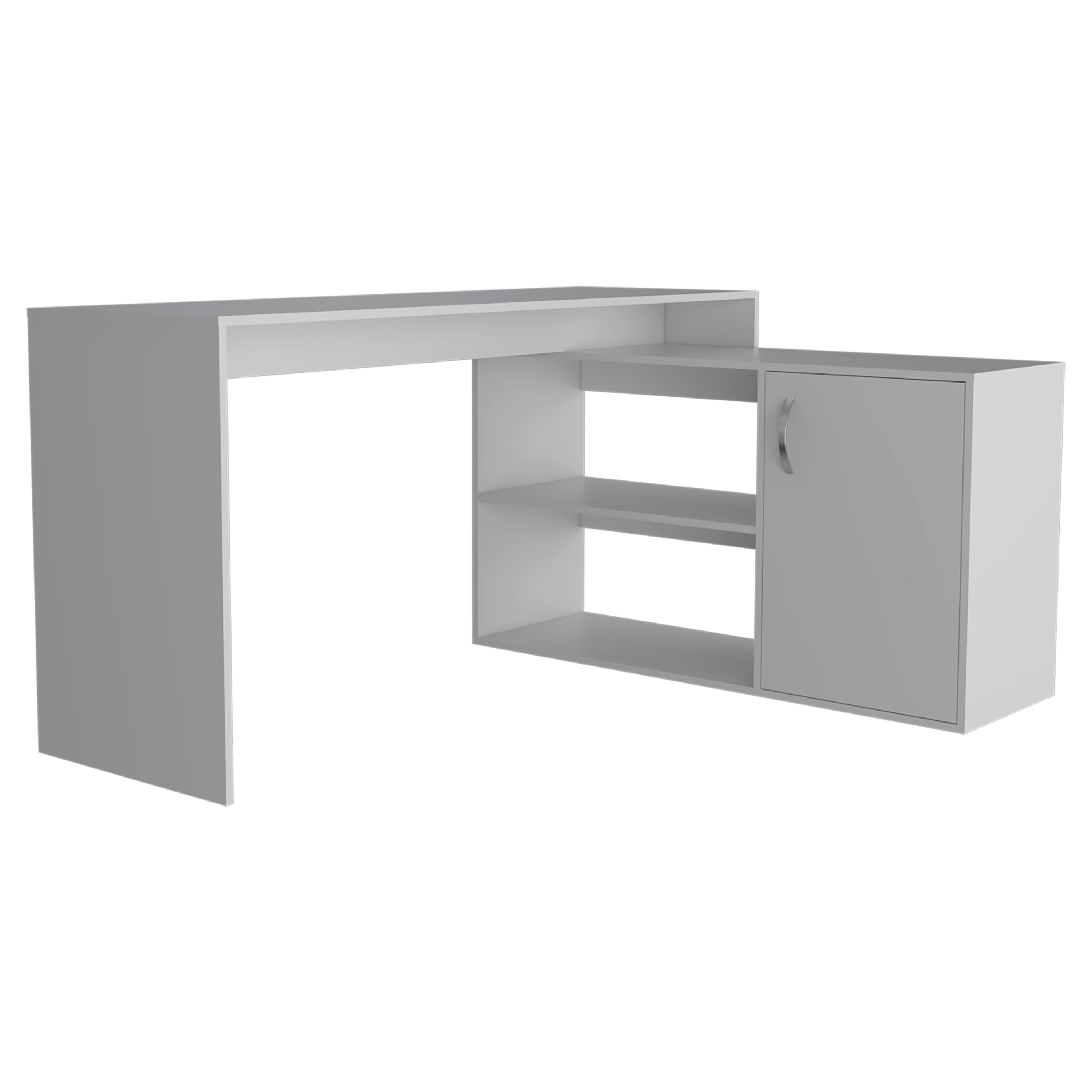 60" White Wood L Shape Computer Desk
