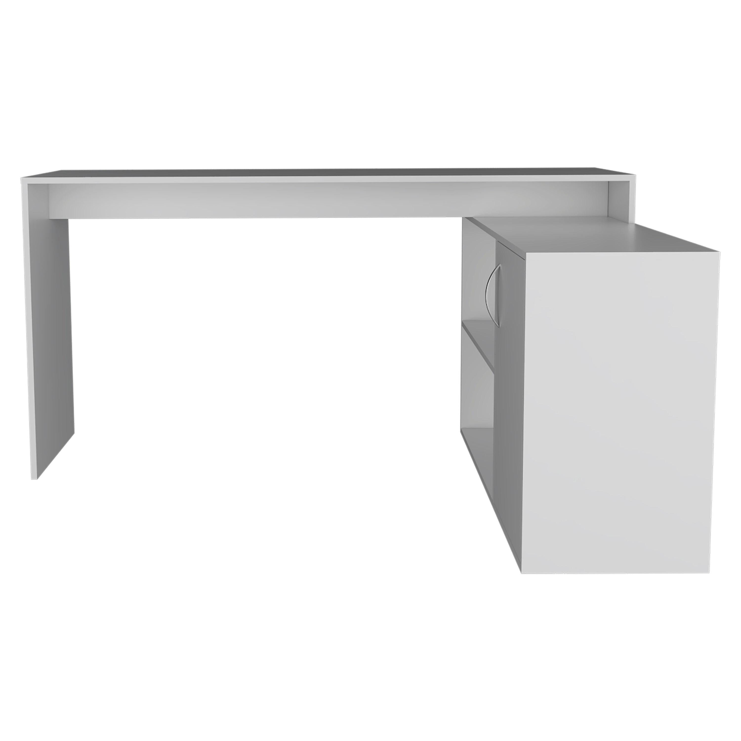60" White Wood L Shape Computer Desk