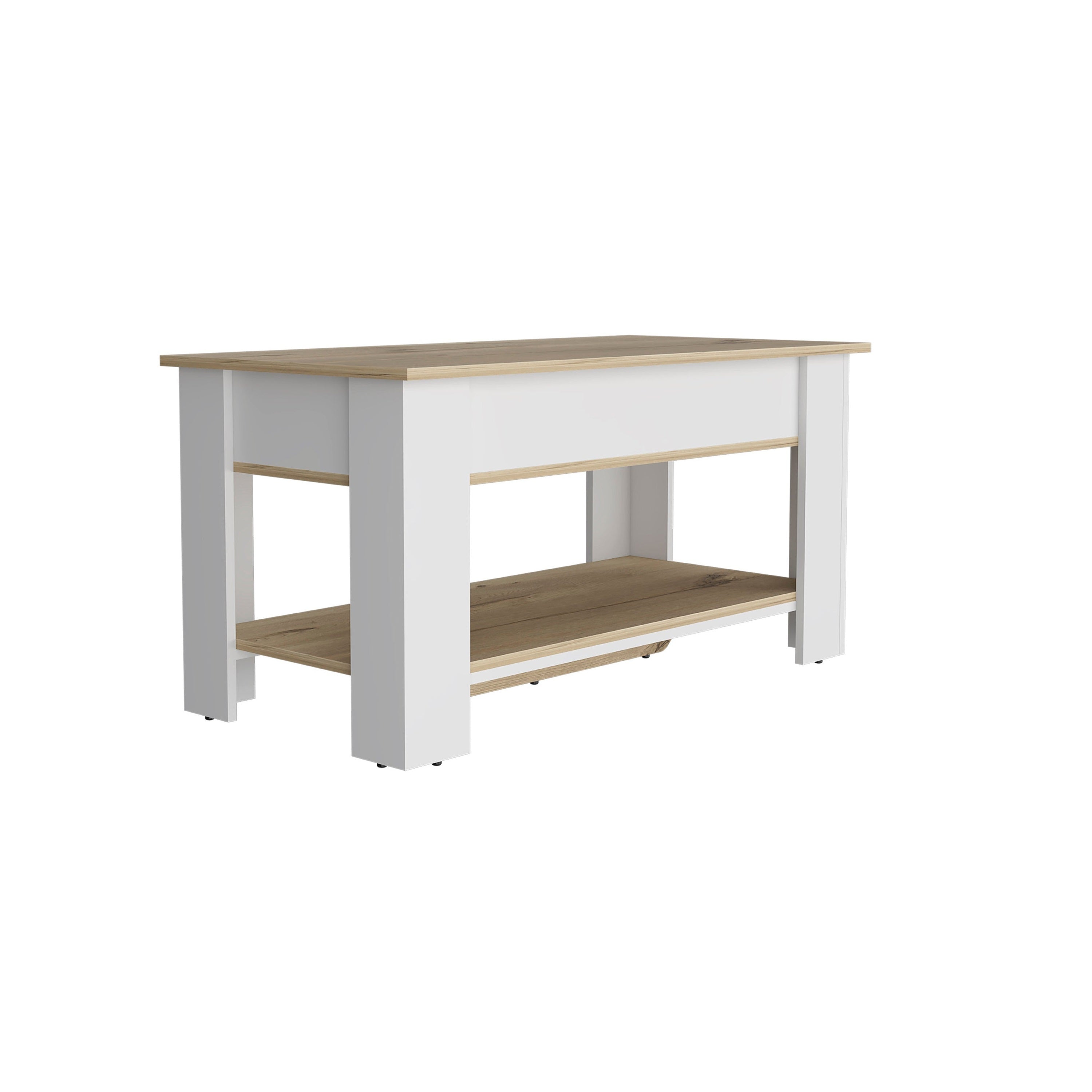 40" Oak and White Storage Bench with Flip Top