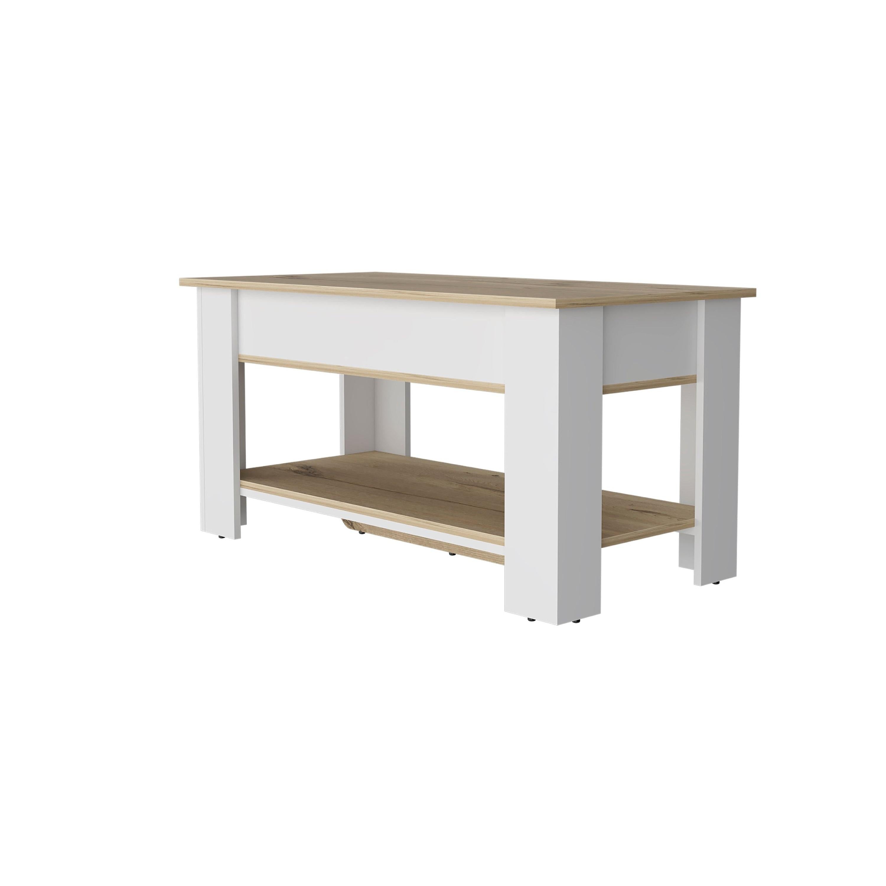 40" Oak and White Storage Bench with Flip Top