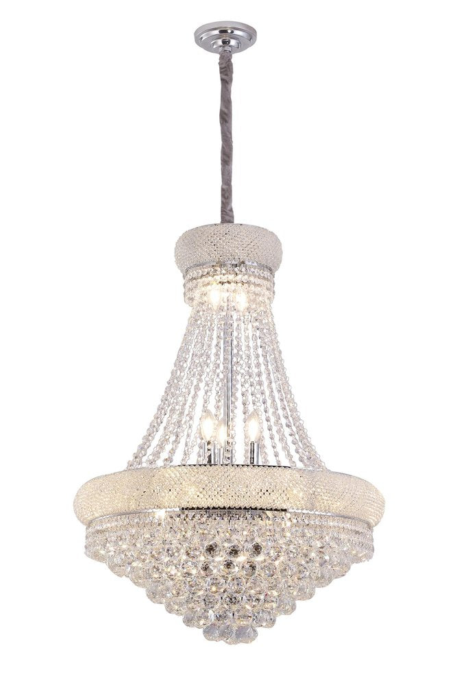 Clear And Silver Empire Multi Light and Metal Crystal Glass Dimmable Chandelier