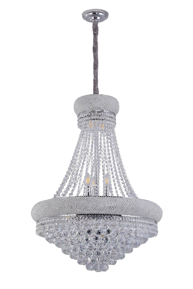 Clear And Silver Empire Multi Light and Metal Crystal Glass Dimmable Chandelier