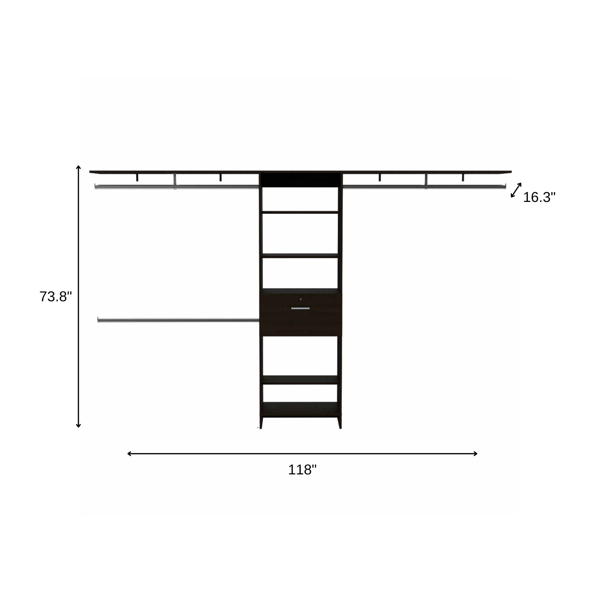 118" Black Wood Closet System