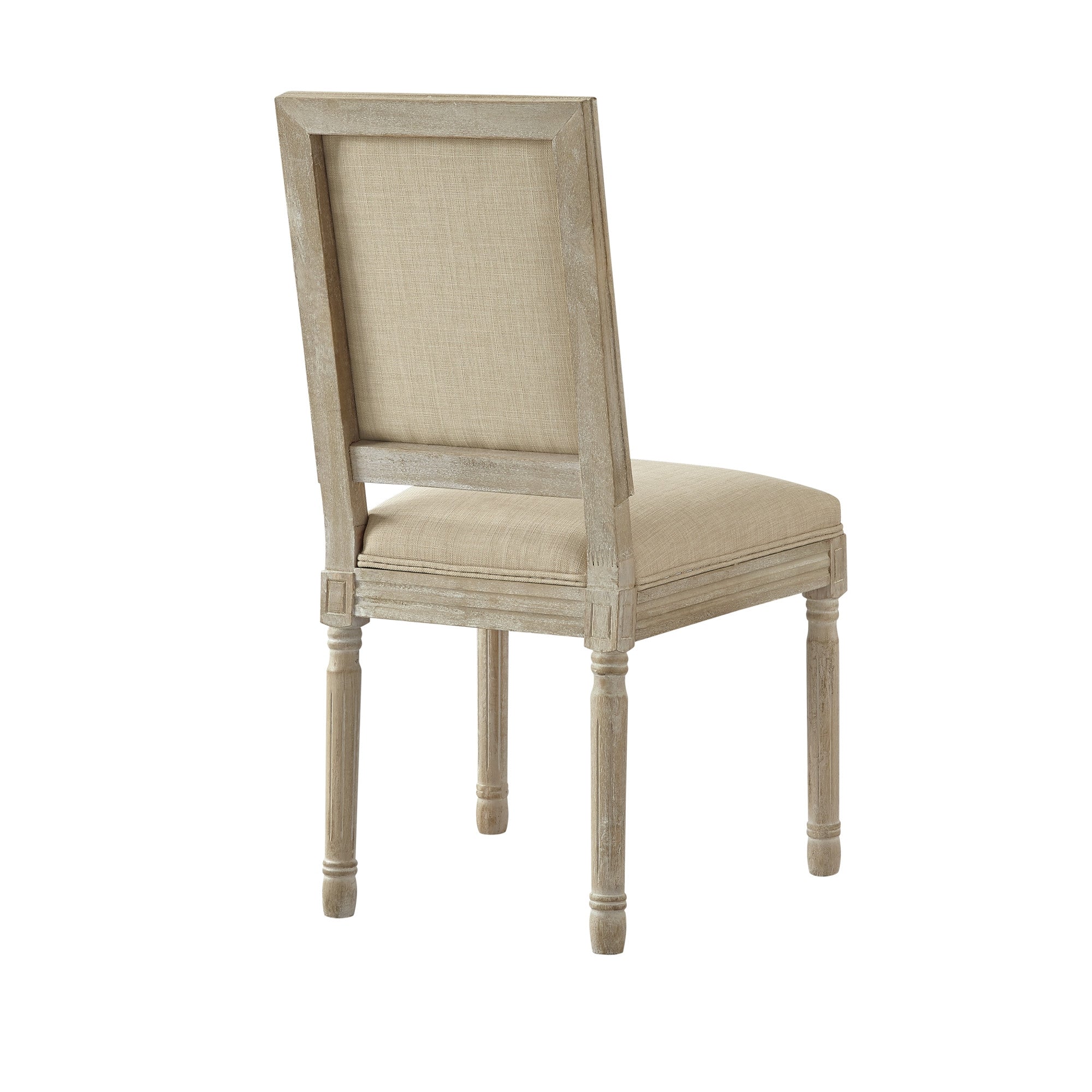 Set of Two Gray and Brown Upholstered Linen Dining Side Chairs