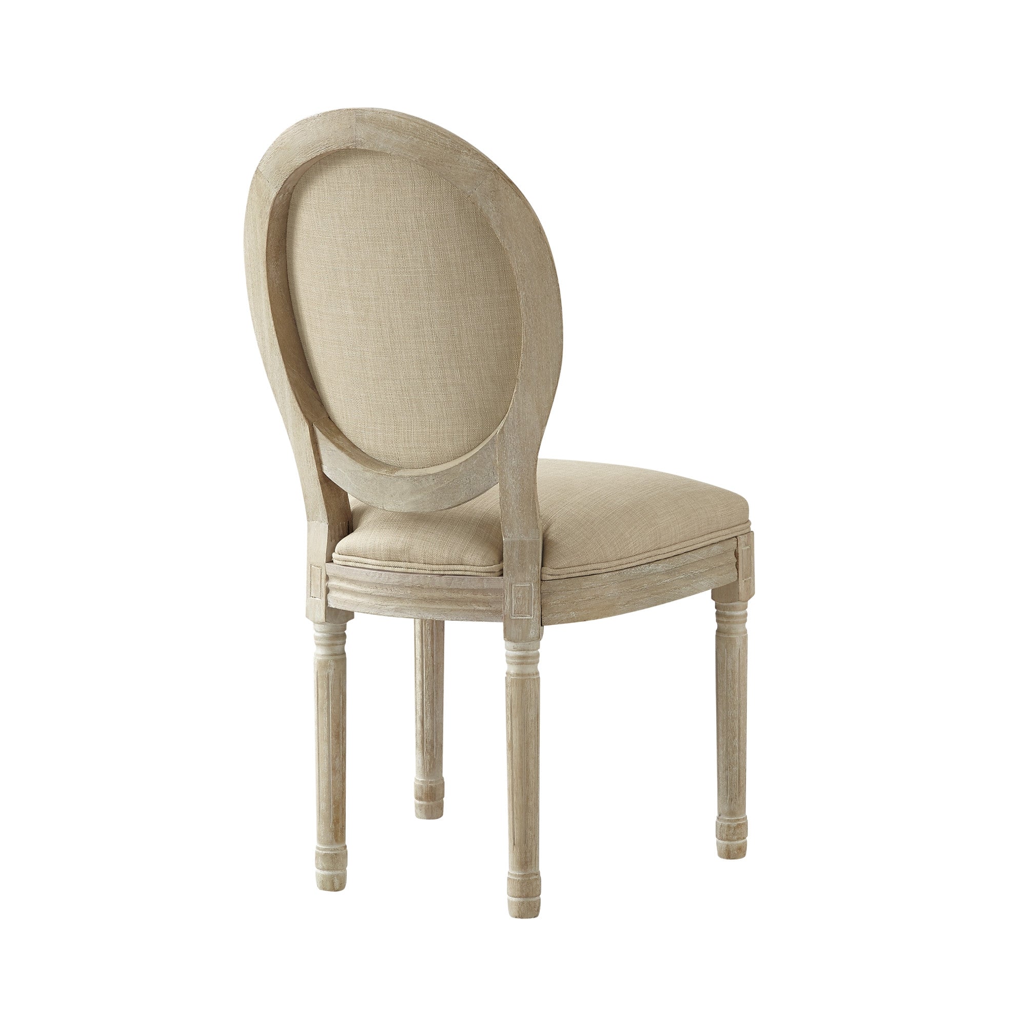 Tufted Beige and Brown Upholstered Linen Dining Side Chair