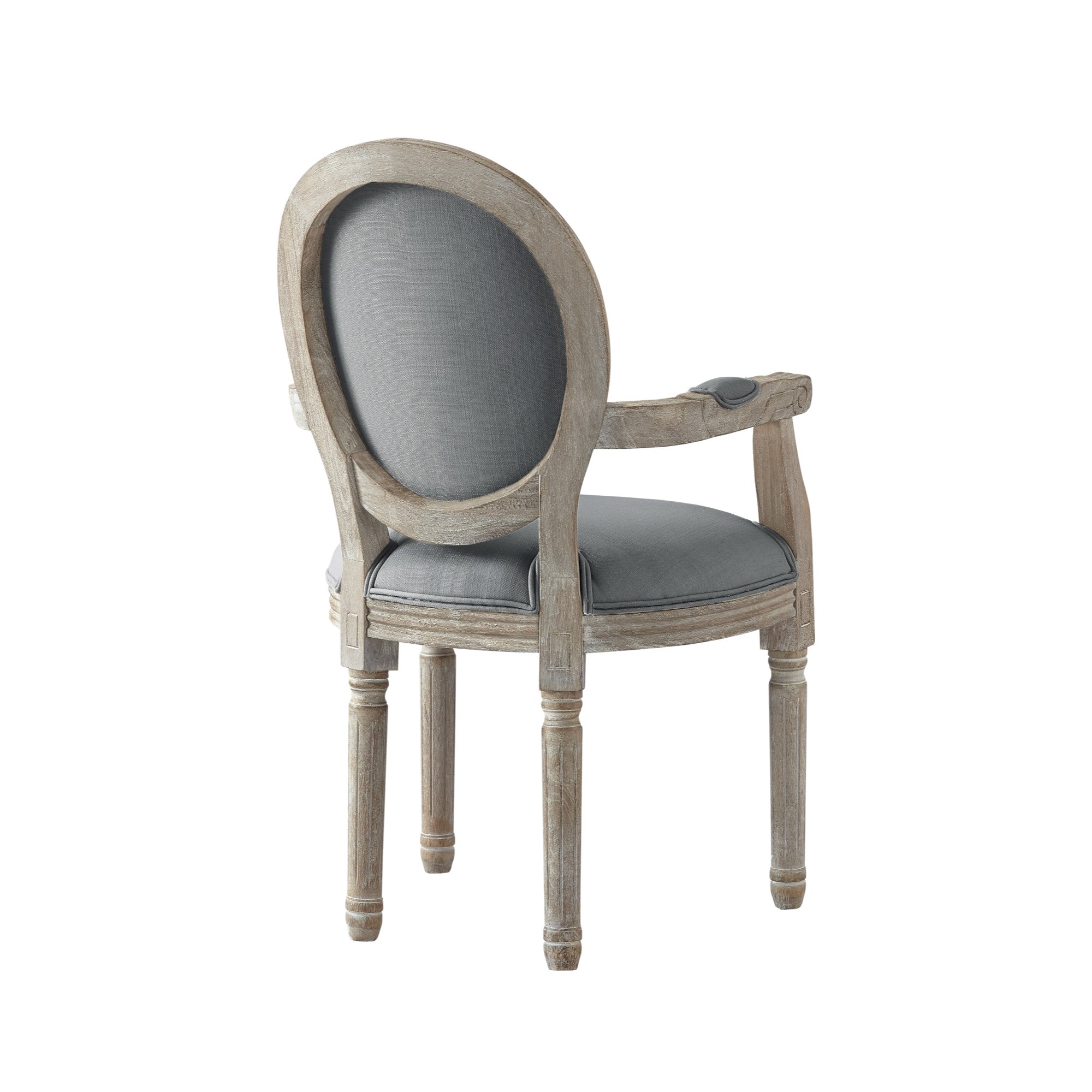 Tufted Cream and Brown Upholstered Linen Dining Arm Chair