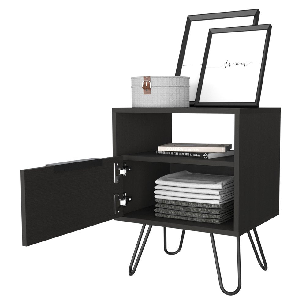 22" Black Wood Nightstand