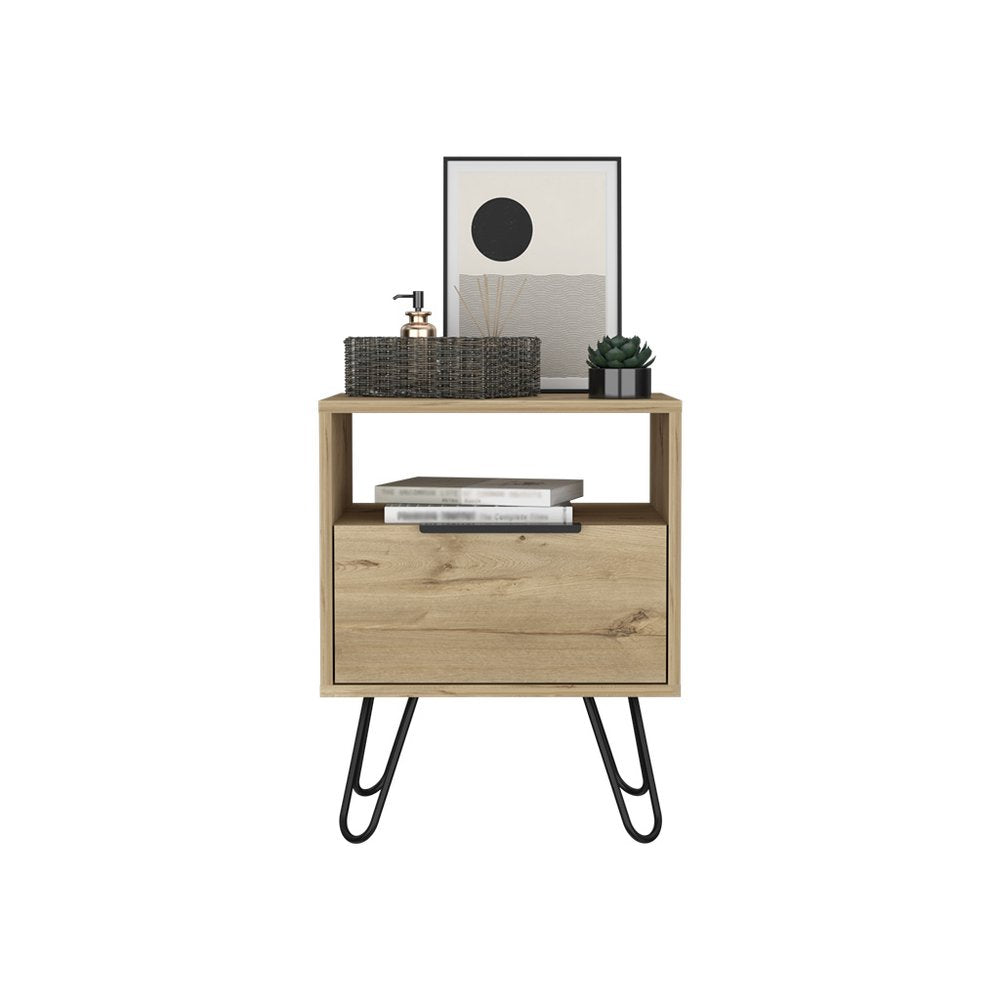 22" Beige Wood Nightstand