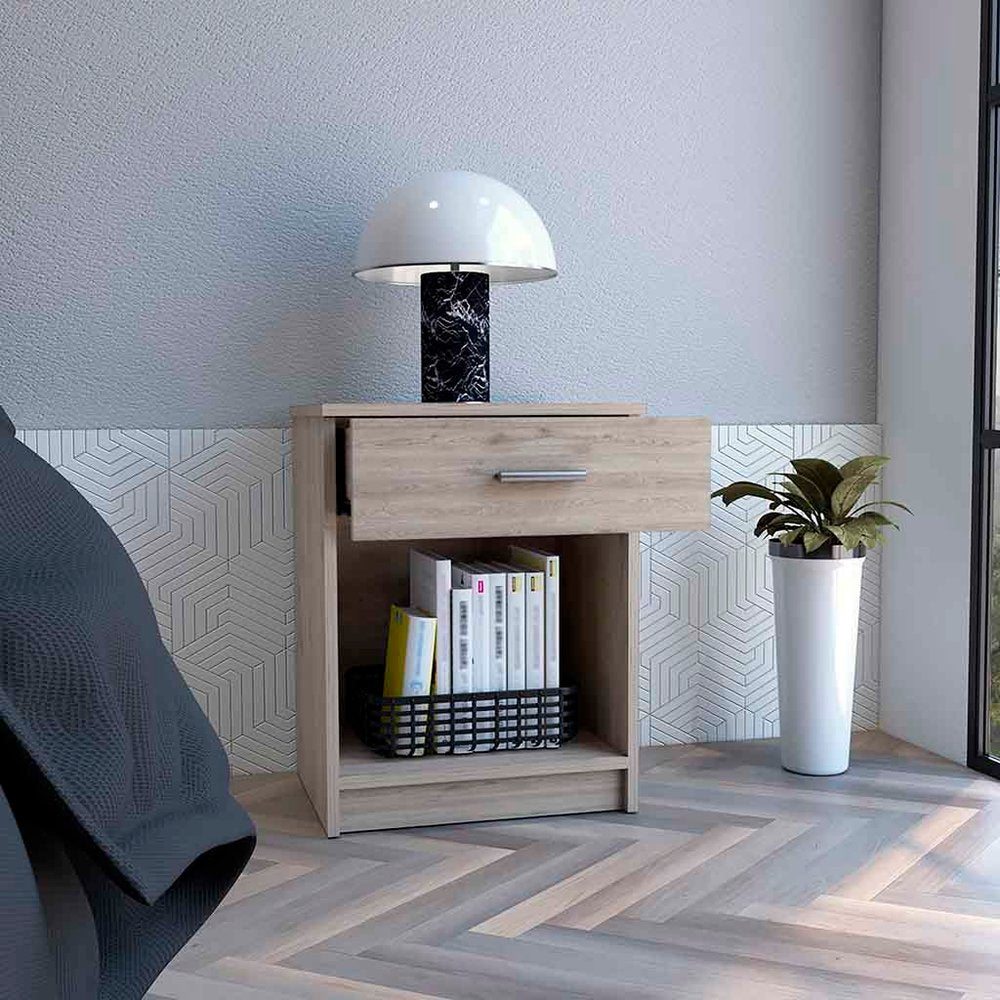 22" Gray Wood One Drawer Nightstand