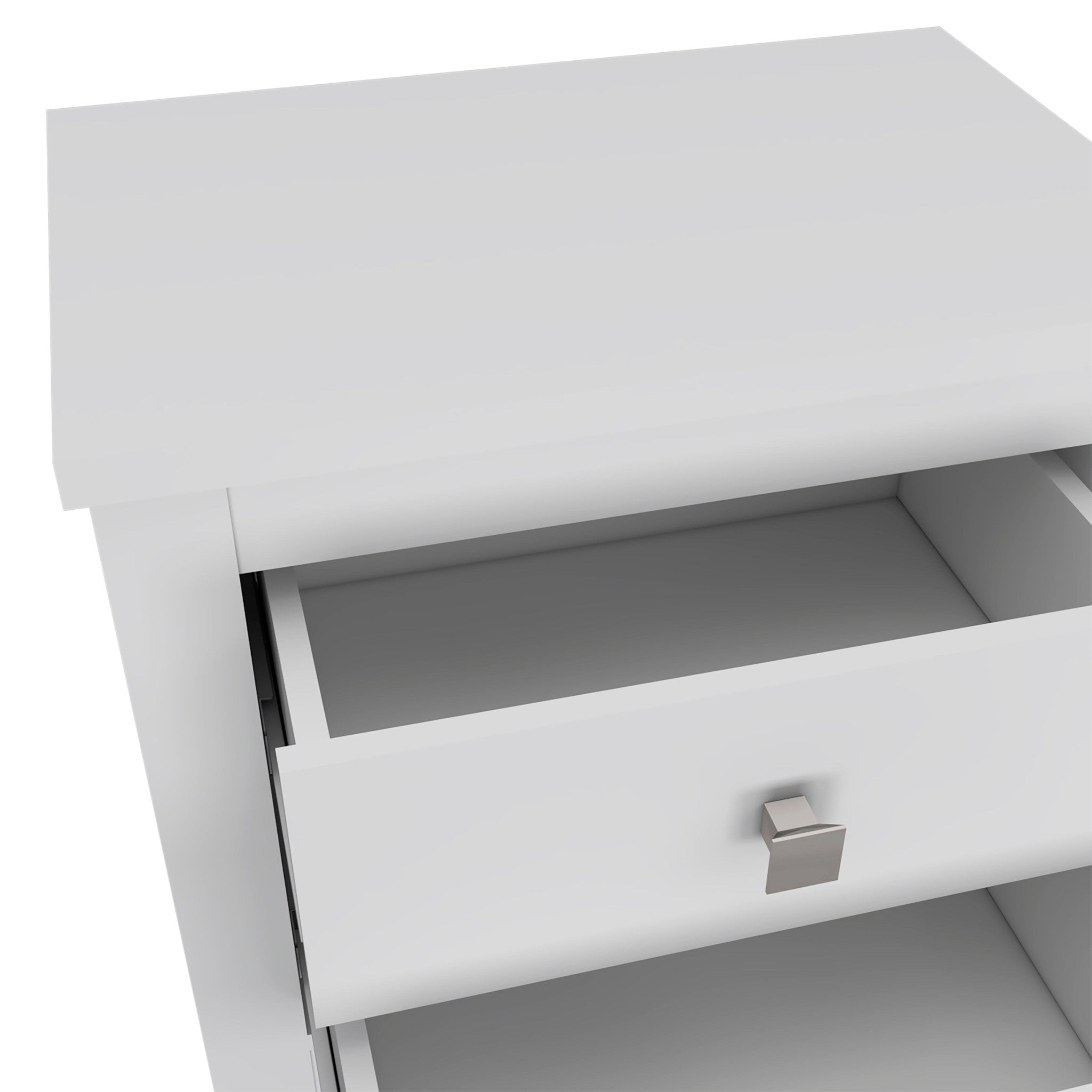 24" White Two Drawer Faux Wood Nightstand