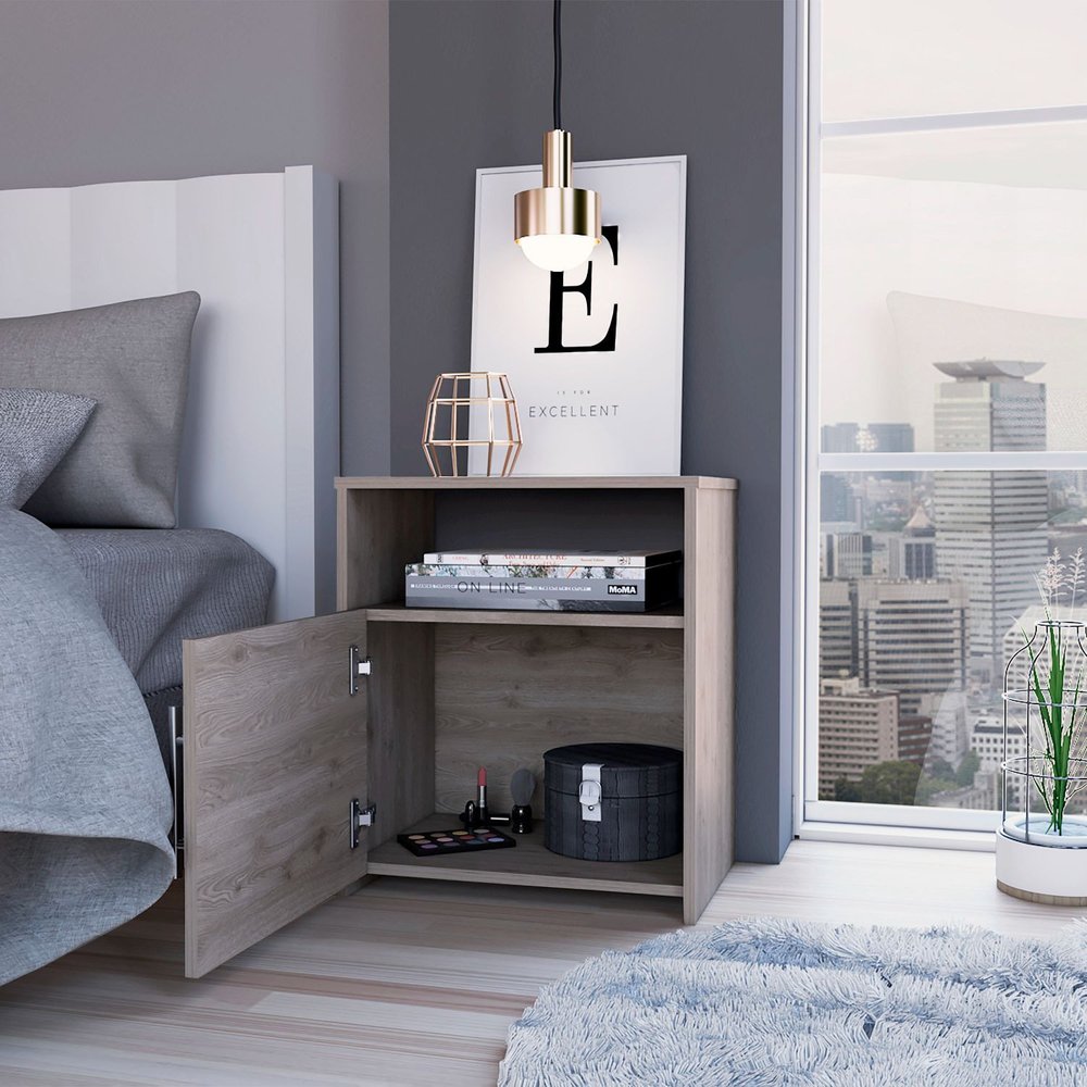 23" Gray Wood Nightstand