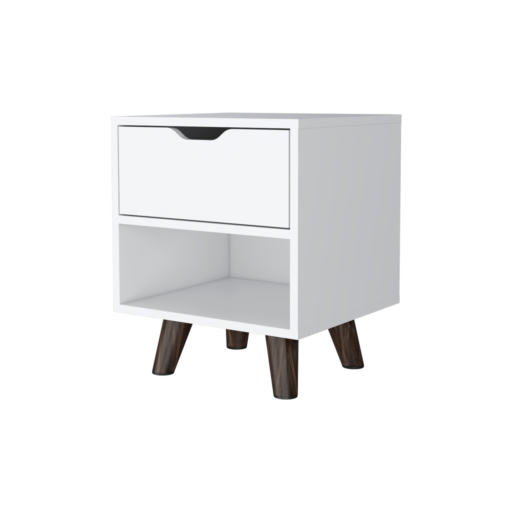 19" White One Drawer Faux Wood Nightstand