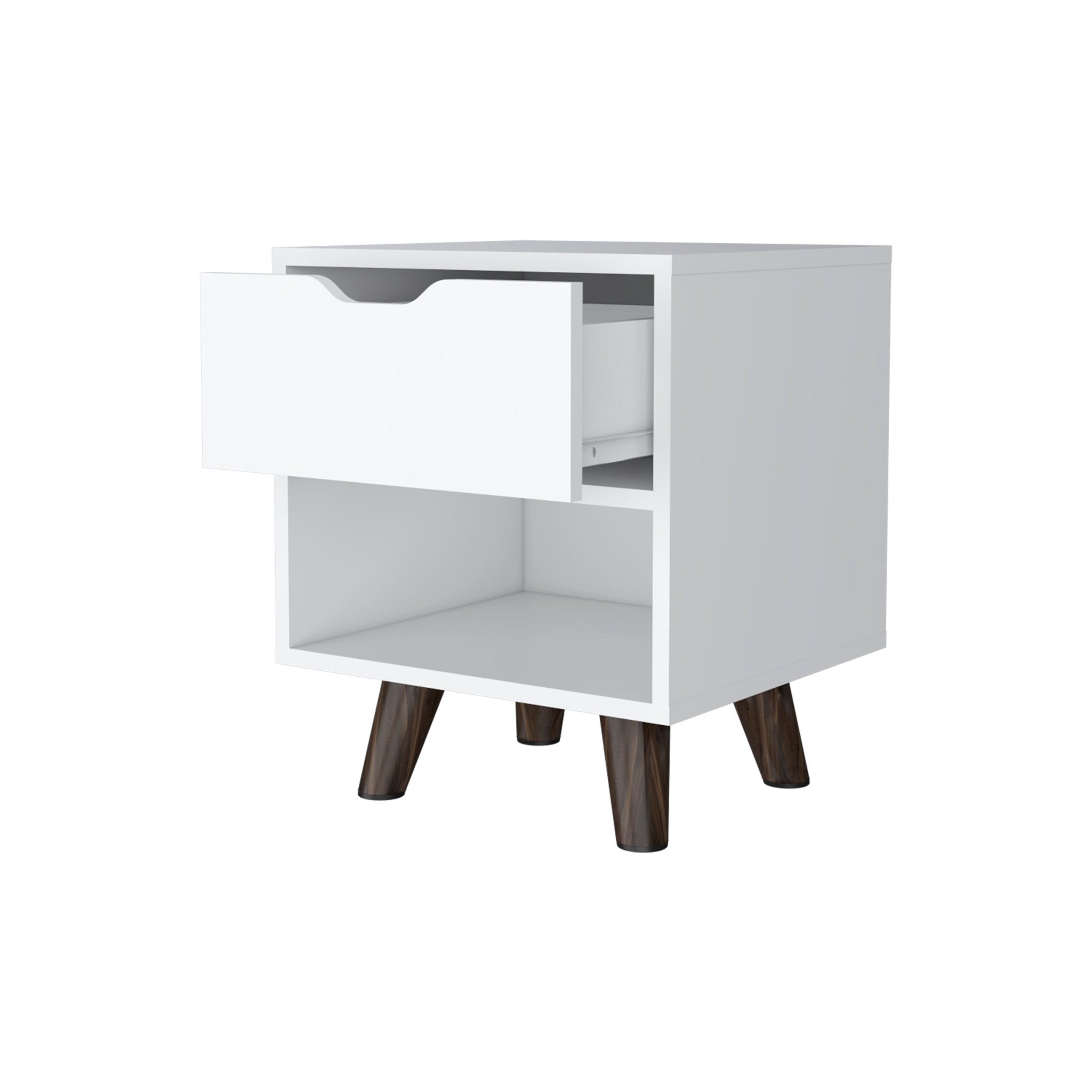 19" White One Drawer Faux Wood Nightstand