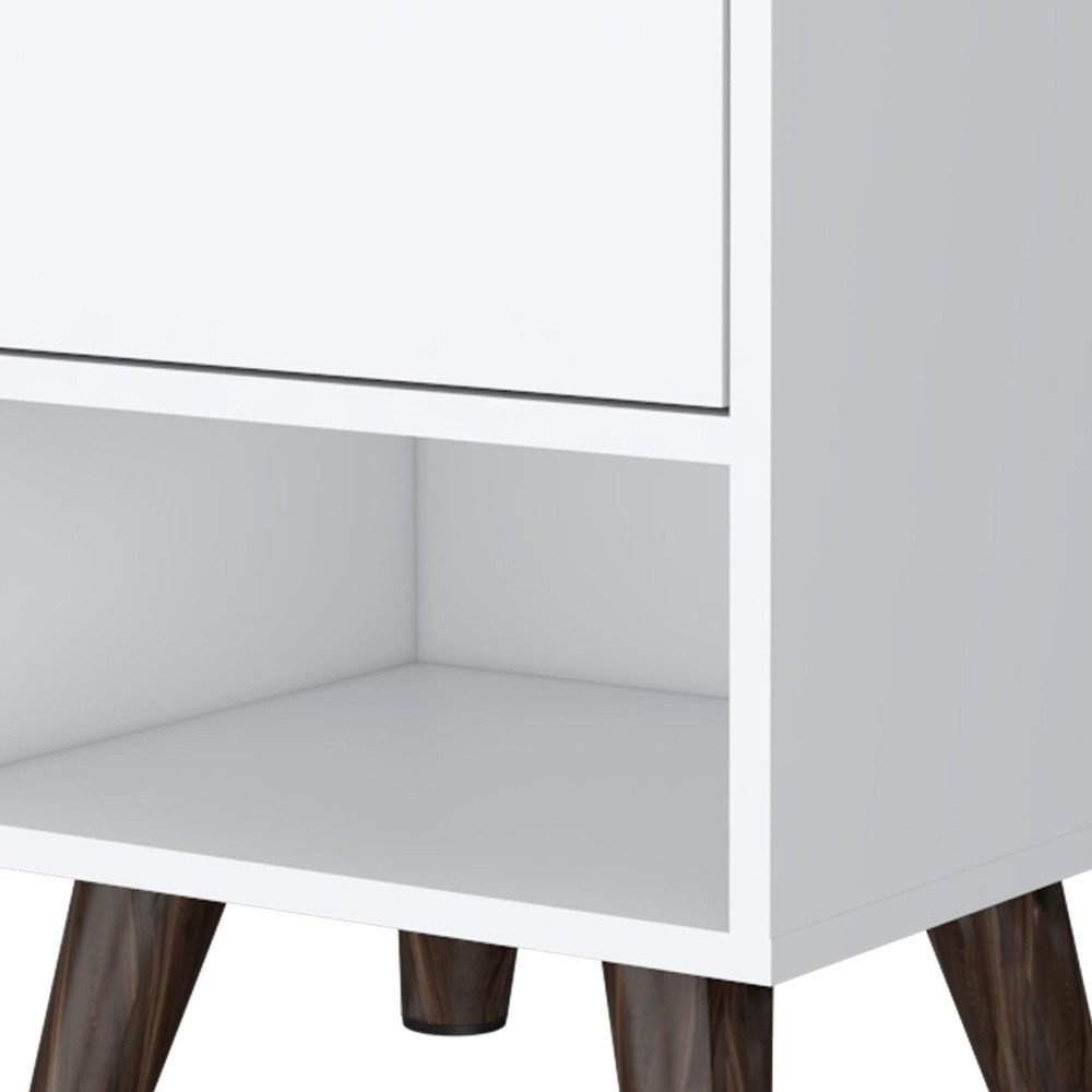 19" White Wood One Drawer Nightstand