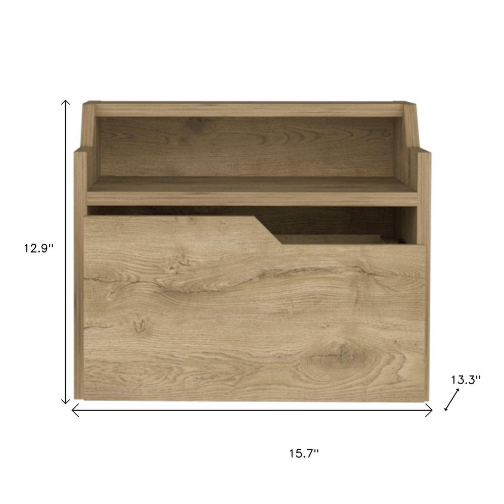 13" Beige Wood One Drawer Floating Nightstand