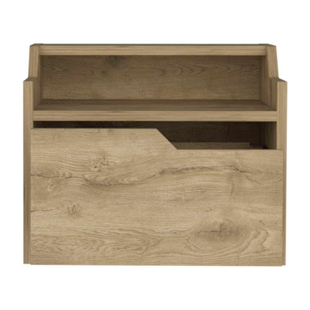 16" Beige Wood One Drawer Floating Nightstand