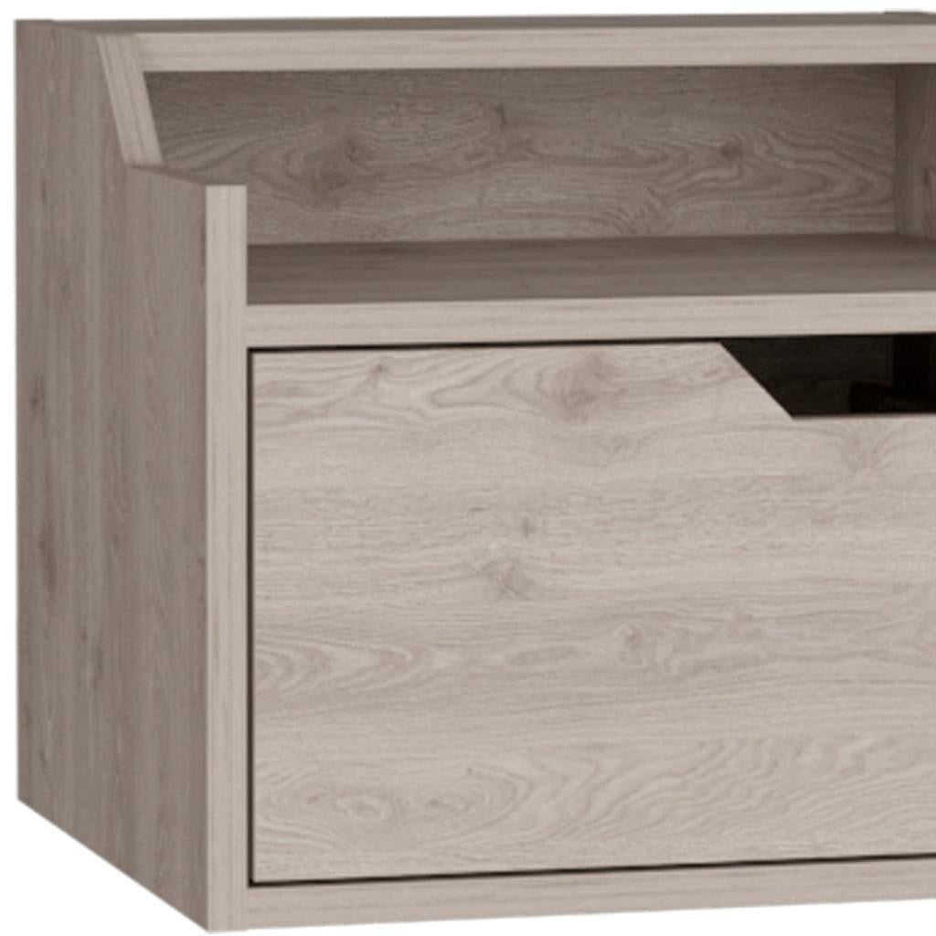 13" Gray Wood One Drawer Floating Nightstand