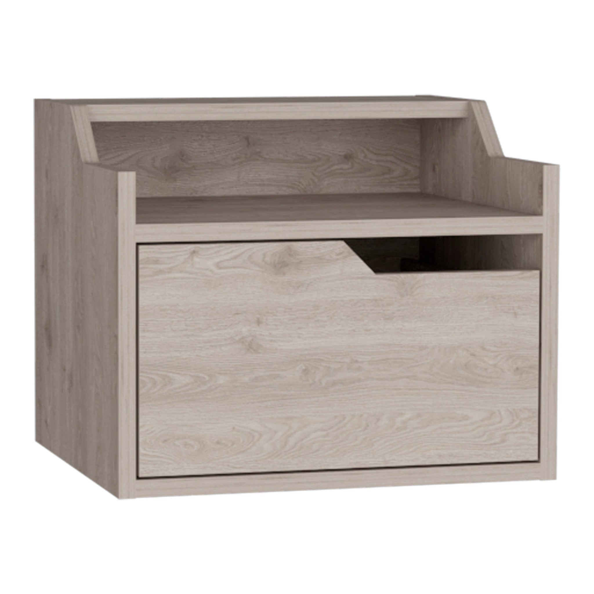 13" Gray One Drawer Faux Wood Floating Nightstand
