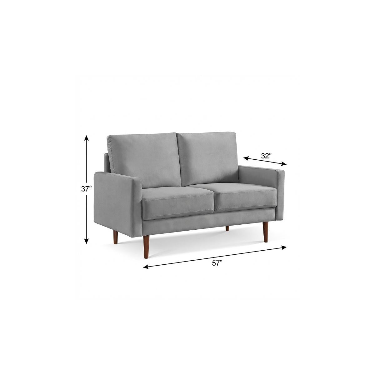 57" Gray And Dark Brown Velvet Loveseat
