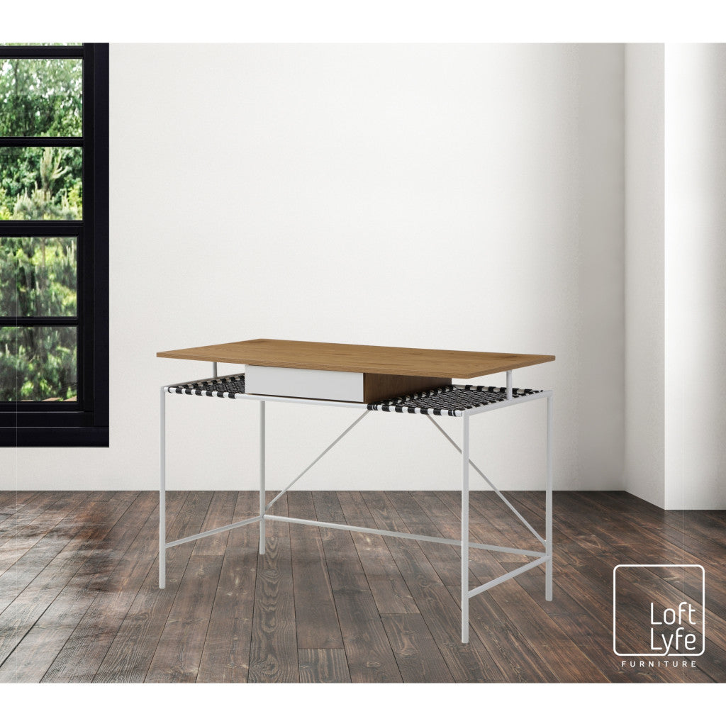 43" Natural and Black Writing Desk