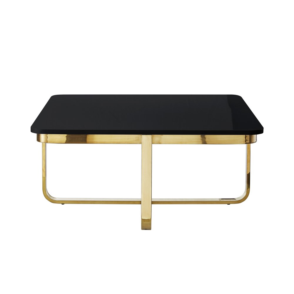35" Light Gray And Silver Metallic Wood And Stainless Steel Square Coffee Table