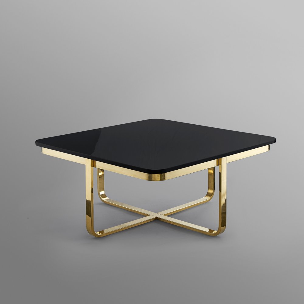 35" Light Gray And Silver Metallic Wood And Stainless Steel Square Coffee Table