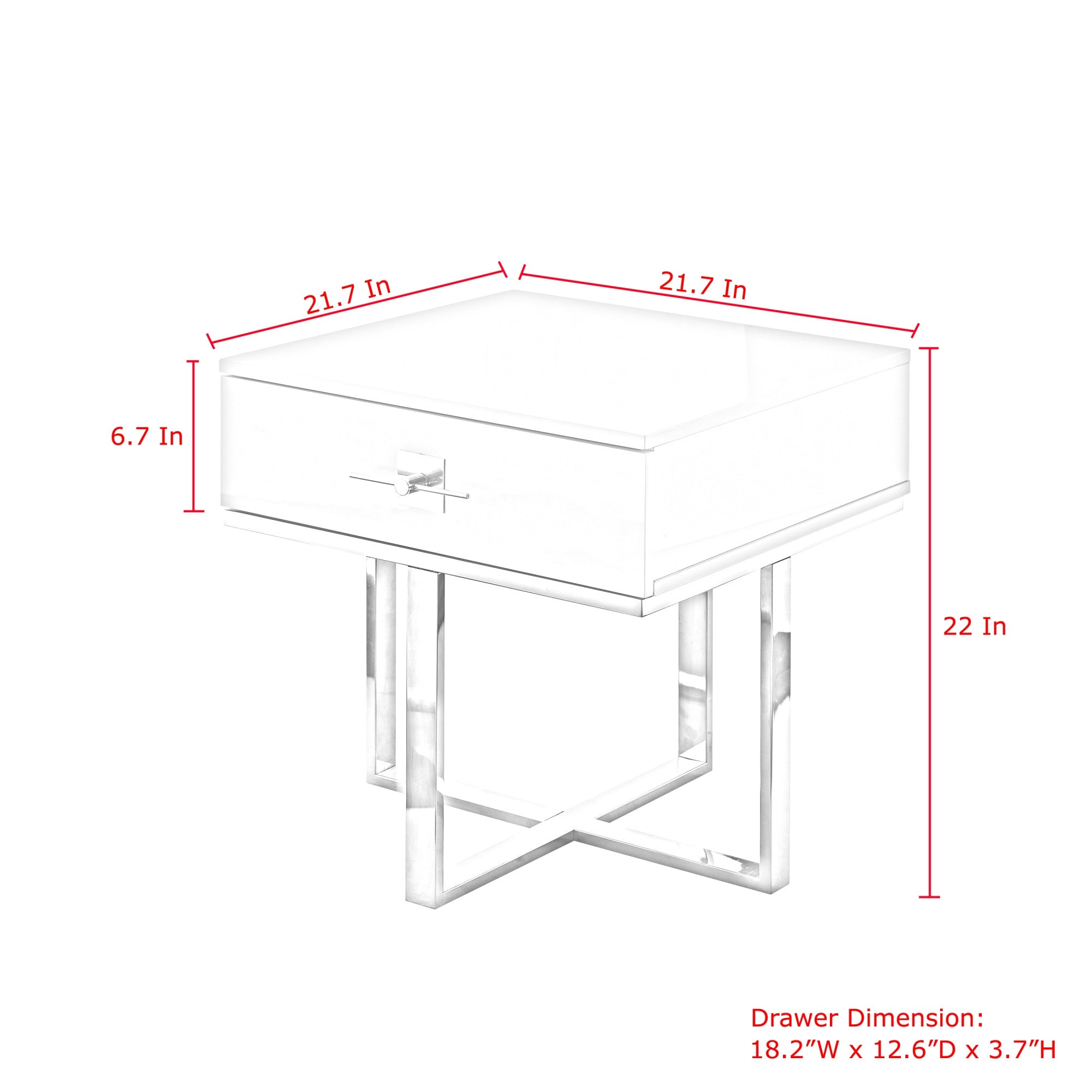 22" Gold and White End Table with Drawer