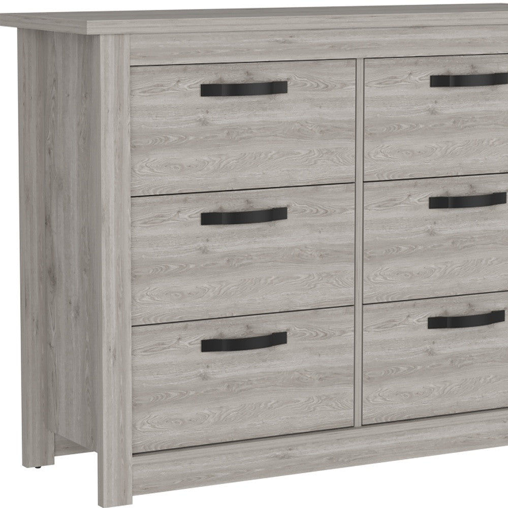 47" Light Gray Six Drawer Double Dresser