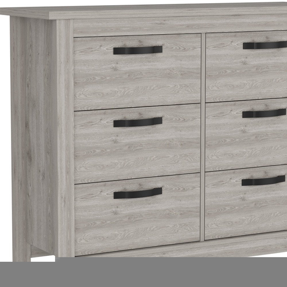 47" Light Gray Wood Six Drawer Double Dresser
