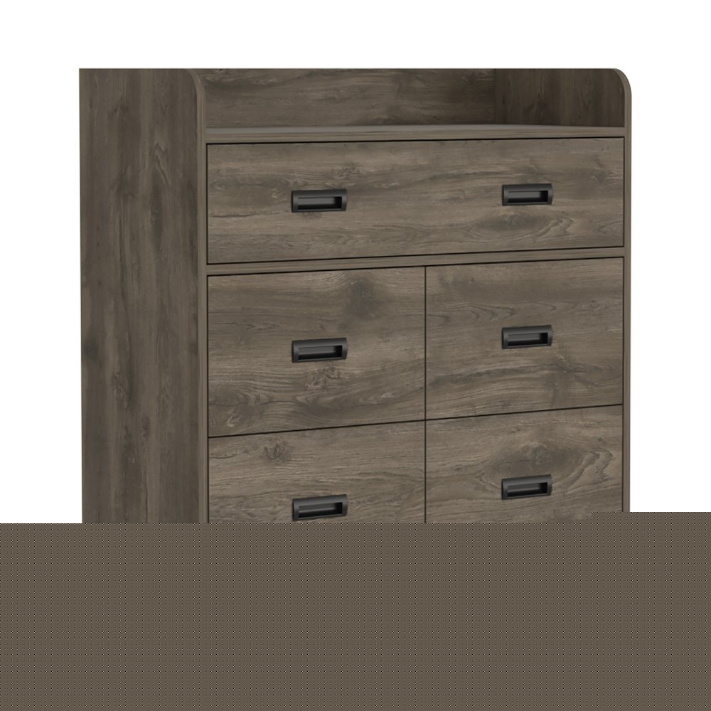 34" Dark Brown Five Drawer Dresser