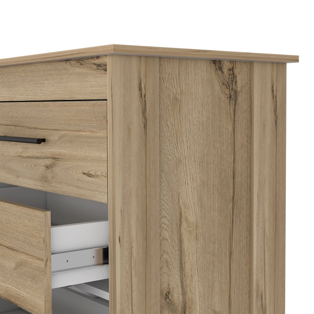 59" Natural Wood Six Drawer Double Dresser