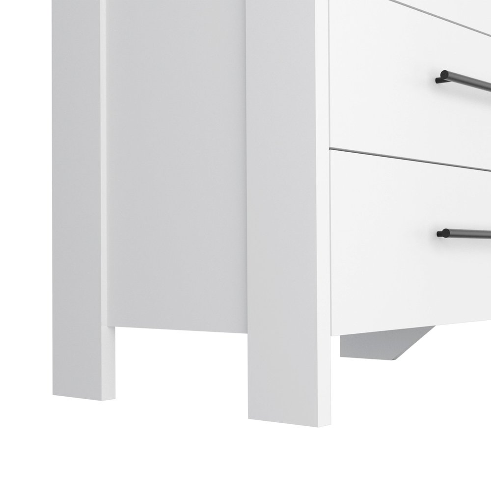 59" White Wood Six Drawer Double Dresser