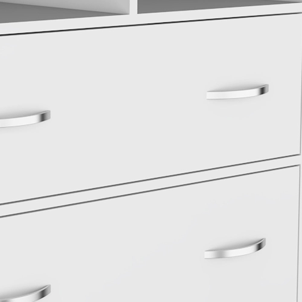 32" White Two Drawer Dresser With Open Shelving