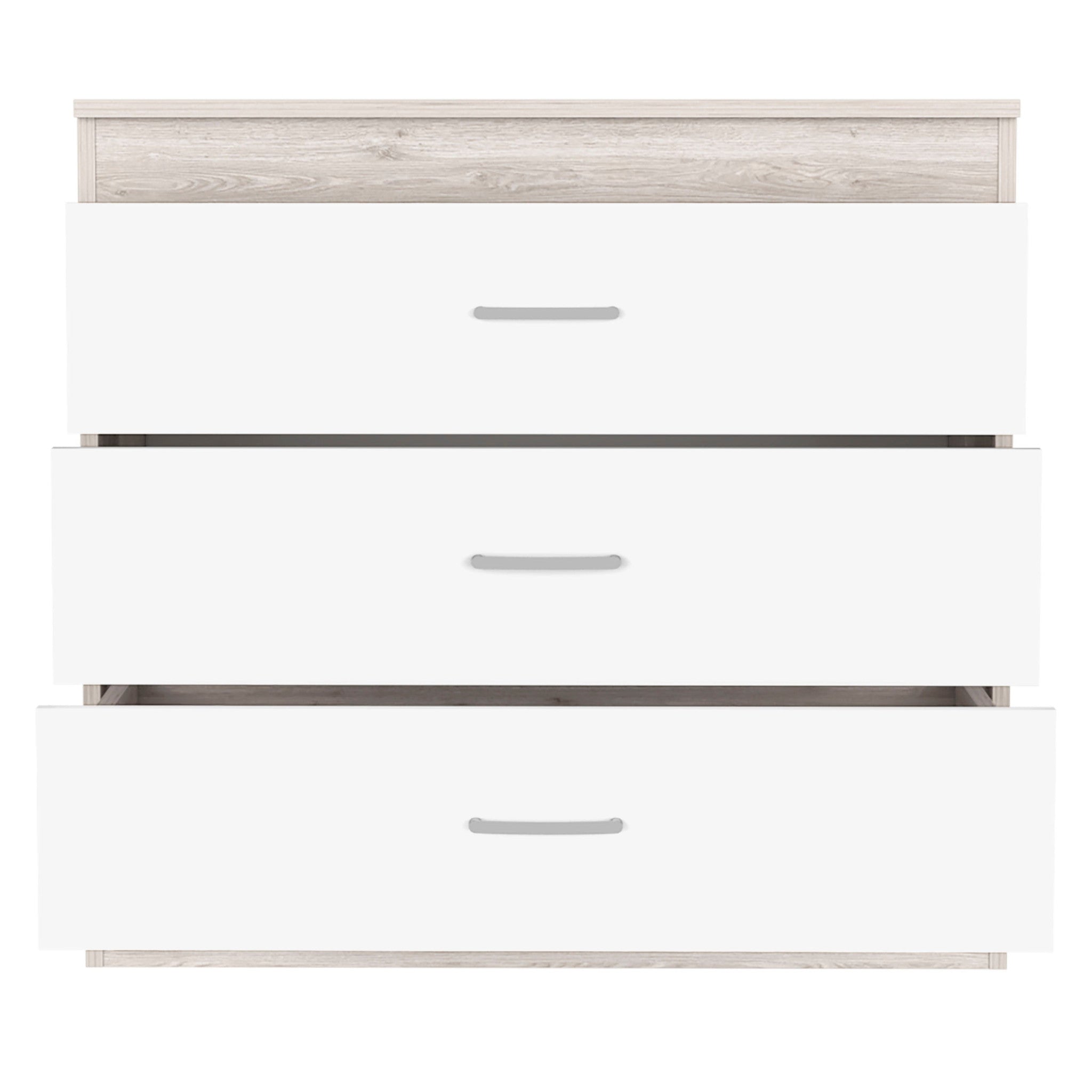 32" White and Gray Three Drawer Dresser