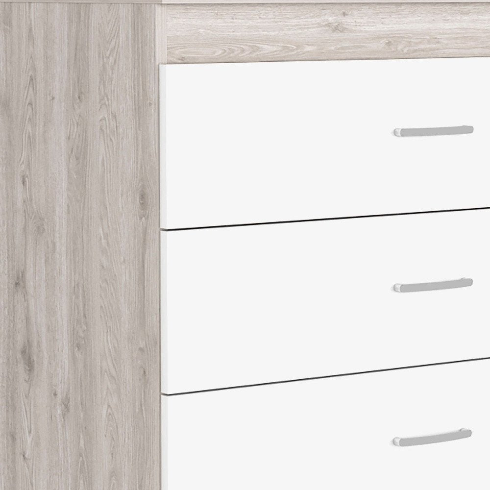 32" White And Gray Wood Three Drawer Dresser