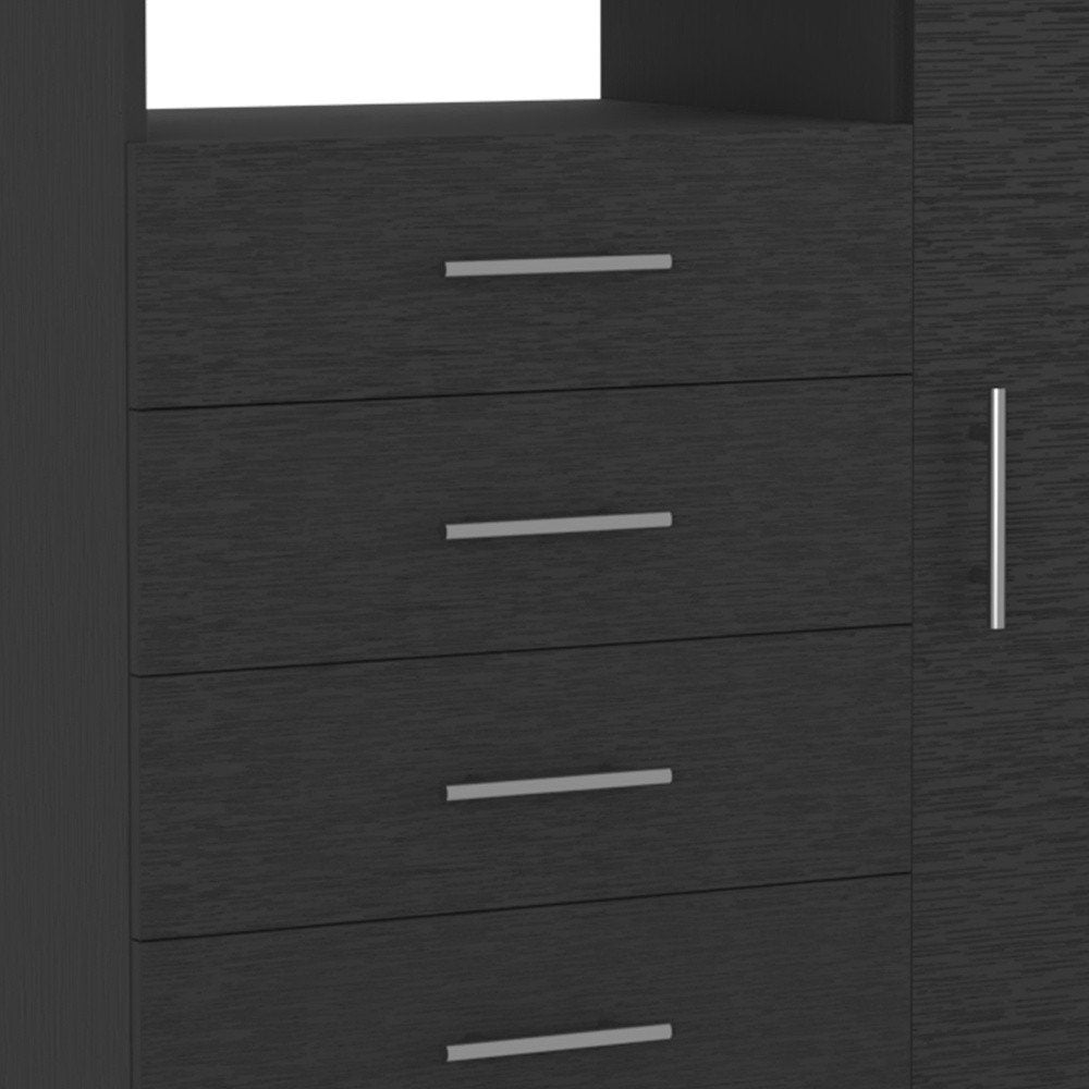 35" Black Wood Four Drawer Combo Dresser