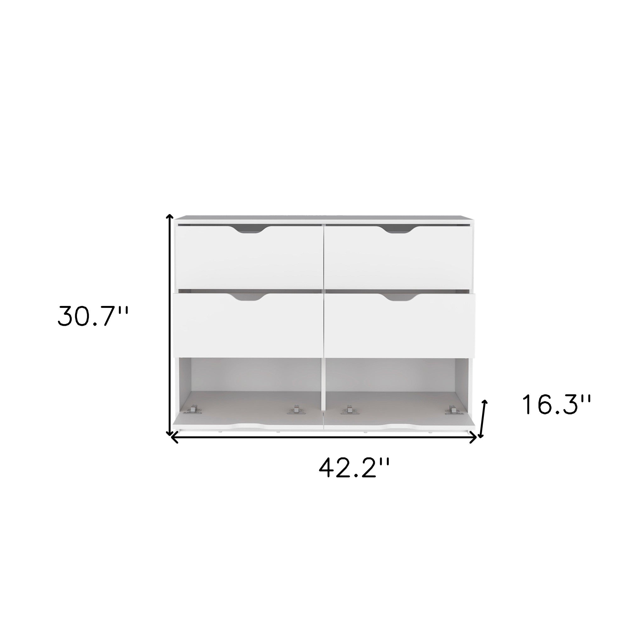 42" White Six Drawer Double Dresser