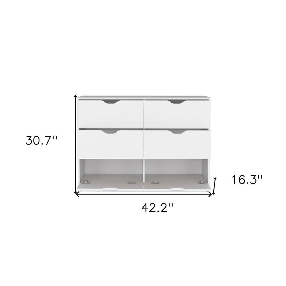 18" White Wood Five Drawer Dresser
