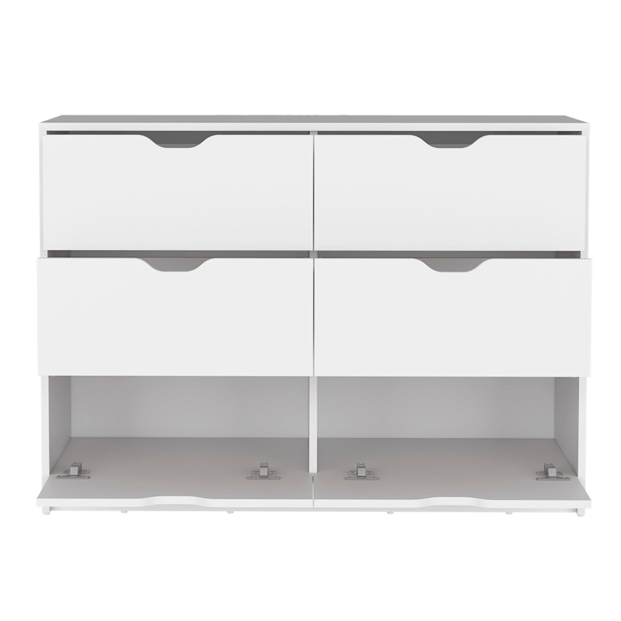 42" White Six Drawer Double Dresser