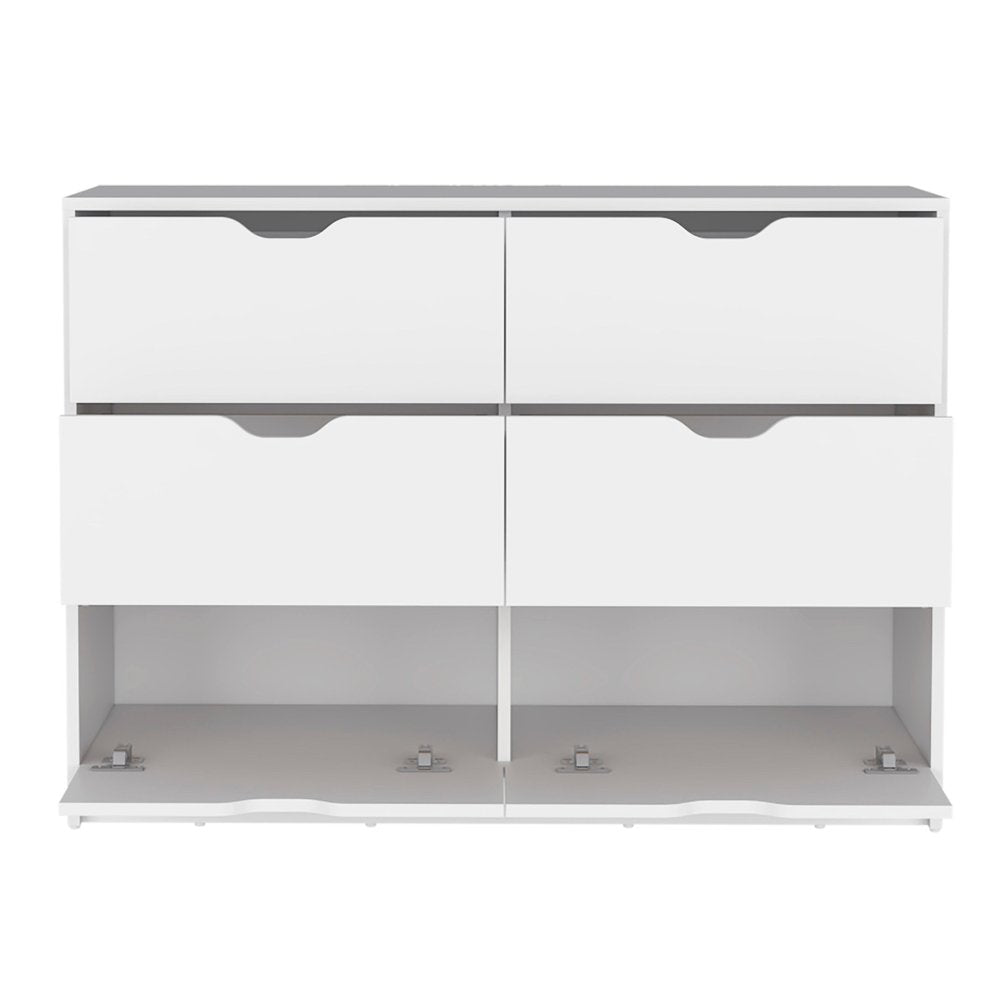 18" White Wood Five Drawer Dresser