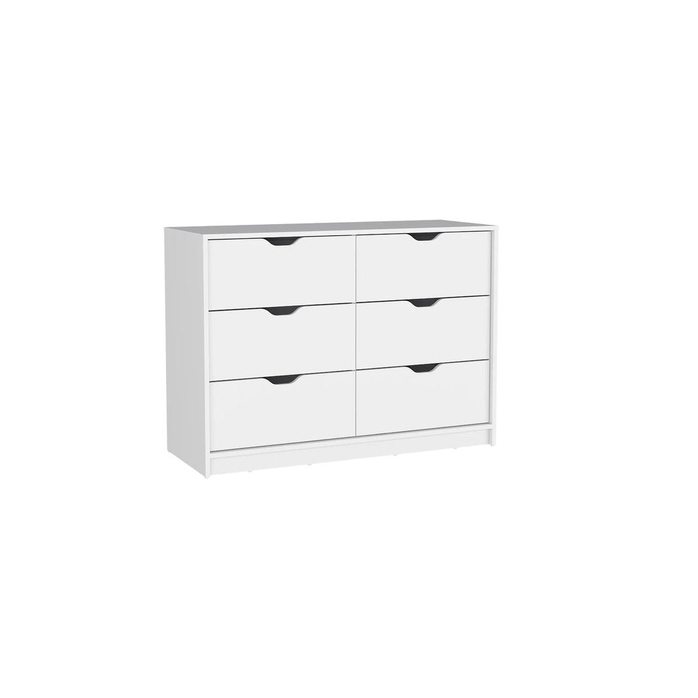 18" White Wood Five Drawer Dresser