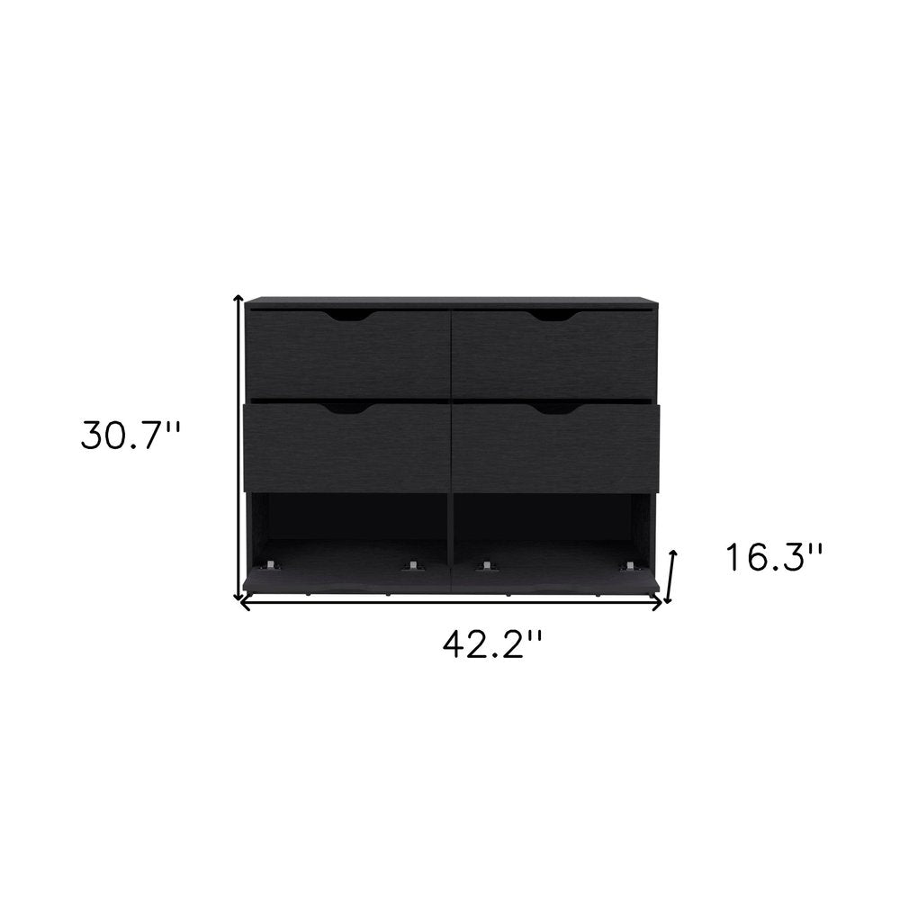 18" Black Wood Five Drawer Dresser