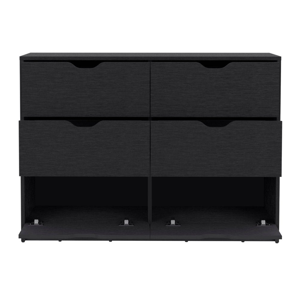 18" Black Wood Five Drawer Dresser