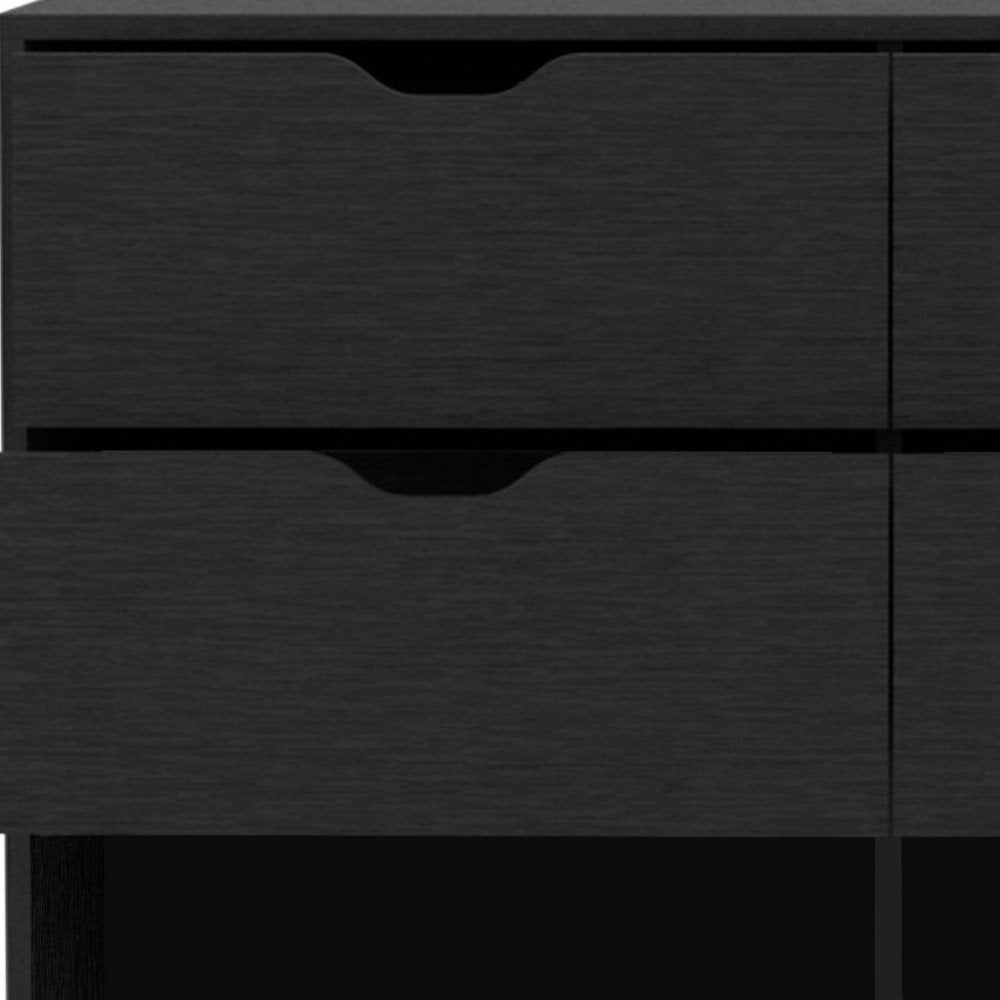 18" Black Wood Five Drawer Dresser