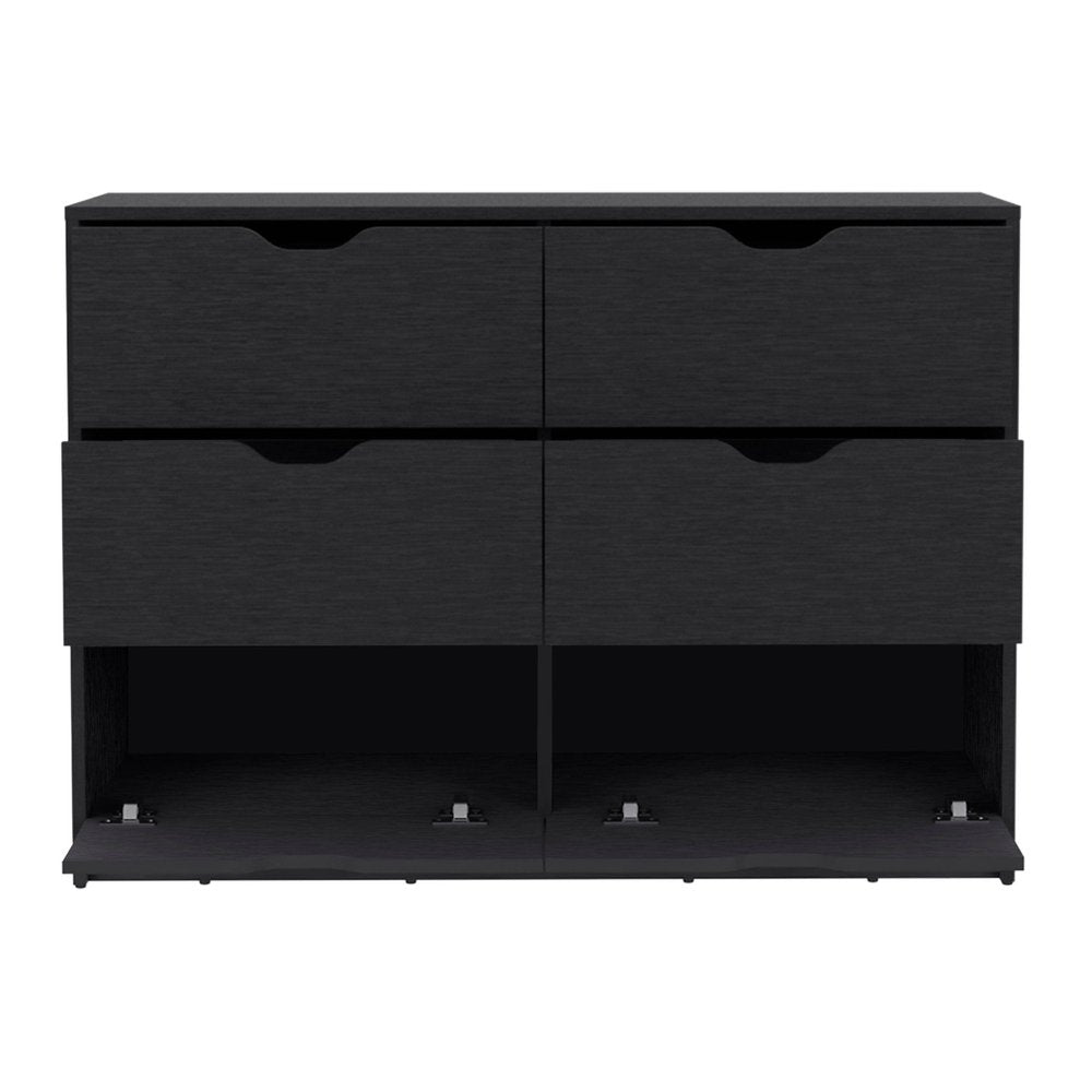 18" Black Wood Five Drawer Dresser