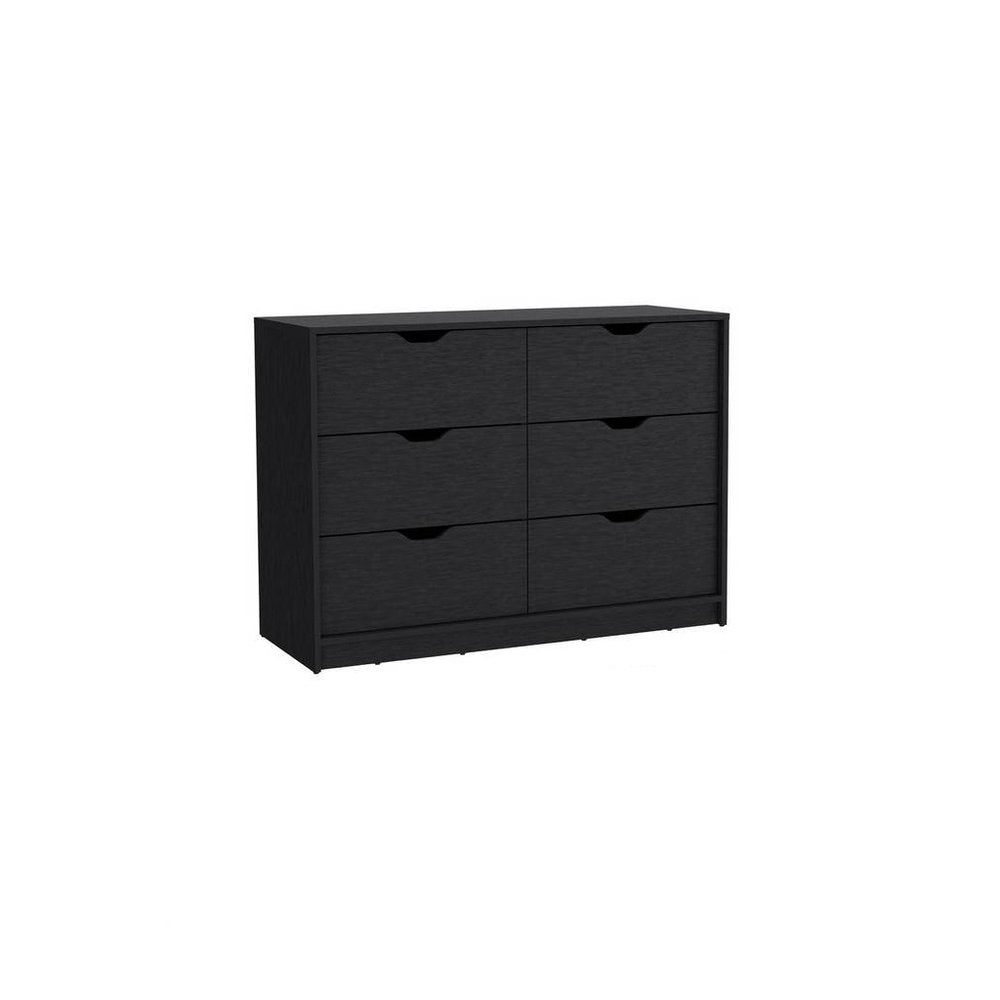 18" Black Wood Five Drawer Dresser